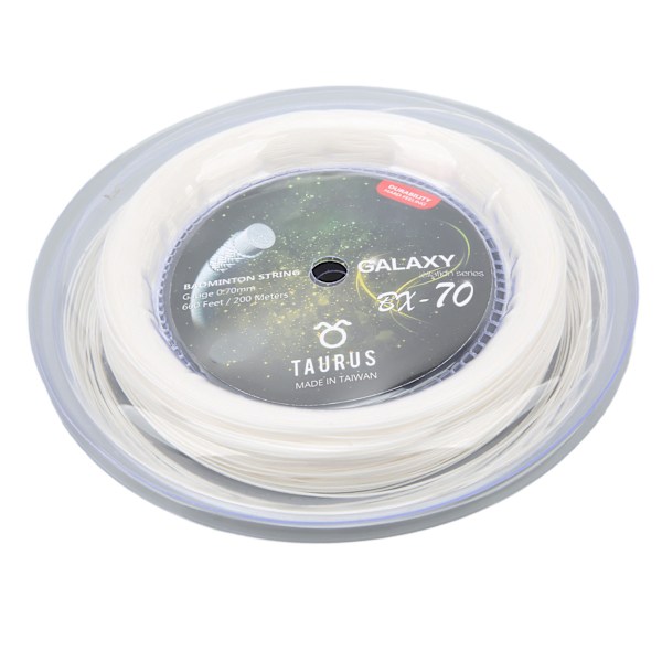 POWERTI BX70 Badmintonracketsträng med hög elastisk nylon Badmintonracketsträng 0,7 mm Badmintonsnöre 200 m rulle Vit