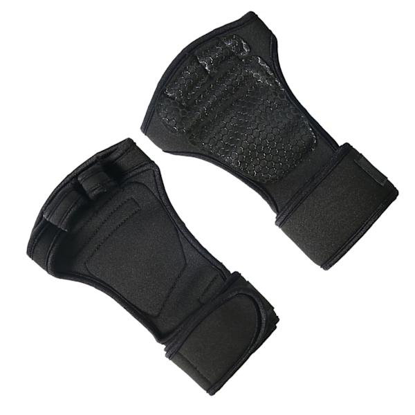 Hantellyfthandskar Anti-slip Fitness Träningshandskar Halvfinger Förlängda slingrande handledsskyddshandskar Svart M