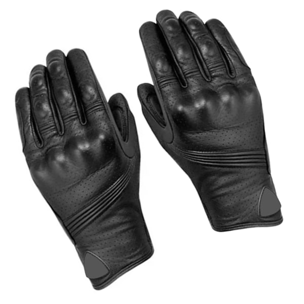 Læderhandsker Anti-Slip Koldt Vejr Ridehandsker til motorcykelkørsel Sort XXL