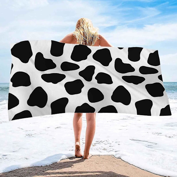 70*150cm ko-mønster serie strandhåndklæde mikrofiber dobbeltsidet fløjl strandhåndklæde badehåndklæde multifunktionelt firkantet strandhåndklæde