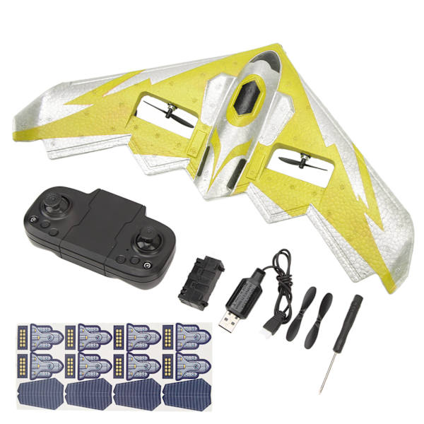 RC Plane Kit Glider Fjärrkontroll Flygplan EPP Foam Flygplan med LED-ljus för nybörjare Vuxna Barn Gul 1 Batteri