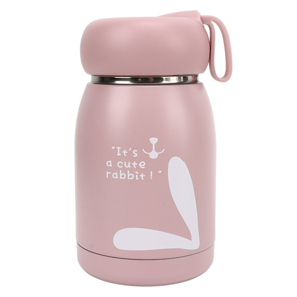 Barns isoleringskopp 12oz dubbelvägg bärbar kaninmönster isolerad vattenflaska för resor Rosa
