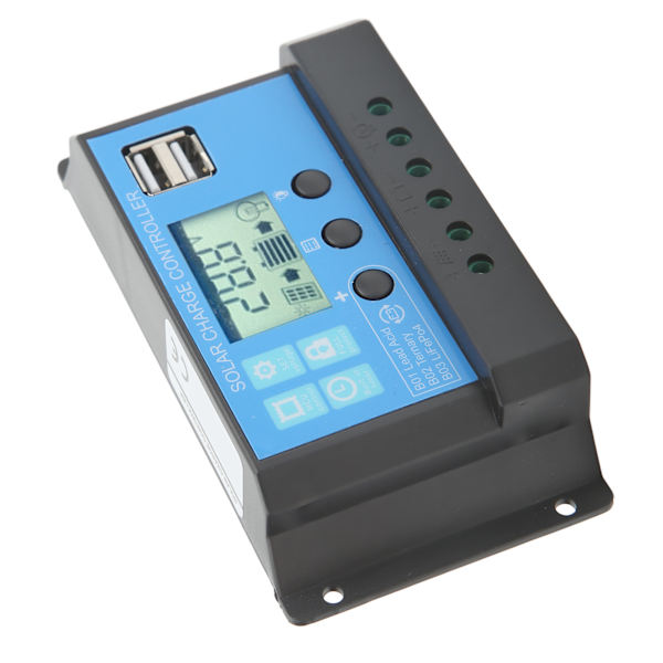 Solar Charge Controller med LCD Dual USB Industrial Master Chip Solpanelsregulator för gatlykta 12V 24V 20A