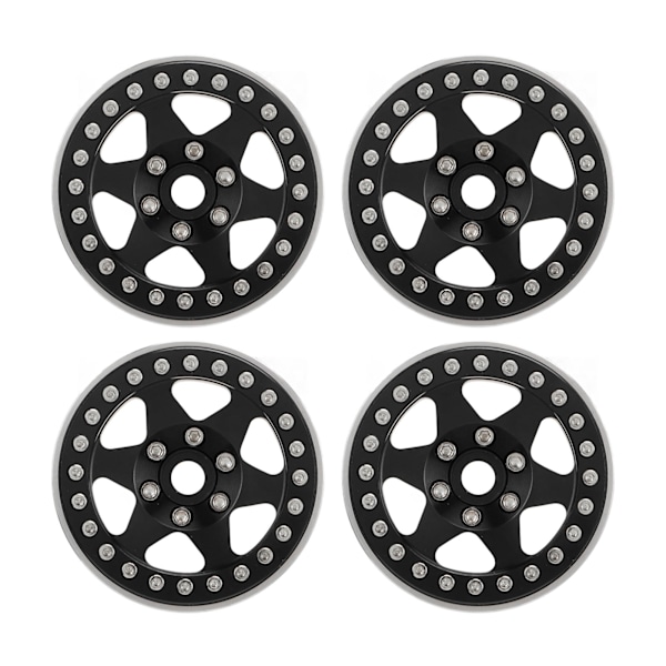 4 stk 1,9 tommer Hjulnav Aluminiumlegering Beadlock Hjulnav Tilbehør for Axial SCX10 90046 AXI 03007 for REDCAT MST 1/10 RC Bil Svart