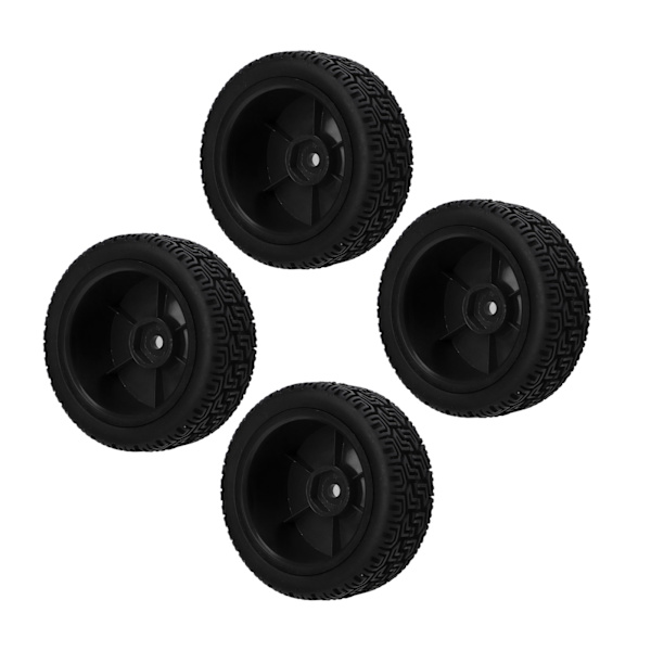 4 stk. 1/10 RC Dæk Sæt Gummi Stærk bufferende Høj slidstyrke Slidstærke hjul Sæt til 1/10 Flad Sportsvogn Sort