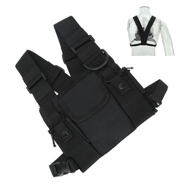 Multifunktionel Chest Pack Front Chest Rygsæk Løbetaske til mænd og kvinder Sort