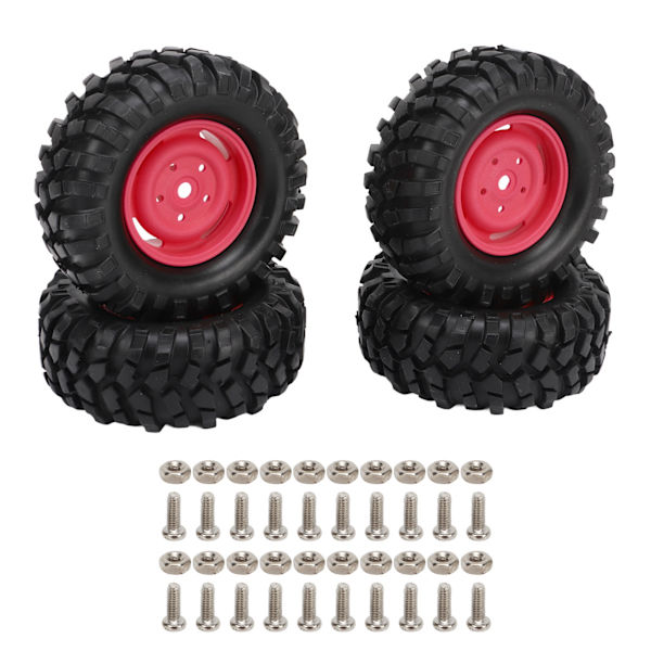 4st RC hjuldäck Gummi däckbyte för klättrande fordon terrängbil 96MM Diameter Röd