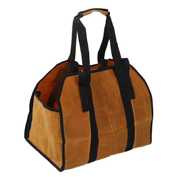 Vedbärarväska Wet Wax Canvas Dual Use Log Tote Utomhus Vattentät Wood Carrier Bag Clay Color