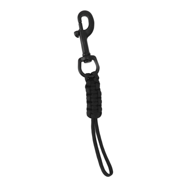 Håndvævet dykkerline Anti Lost Strap Undervandssikkerhedsreb med rustfri stålclips Sort