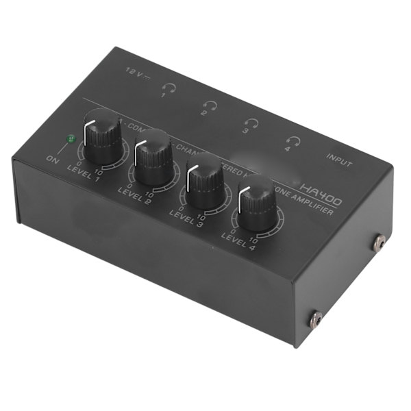 HA400 Ultrakompakti 4-kanavainen stereokuulokevahvistin Matala-ääni kuulokevahvistin 100‑240V EU-pistoke