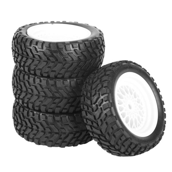 4 stk. RC hjuldæk Plast Gummi Slidstærk Stabil Bedre vejgreb 1/10 Gummi Hjul Dæk til 1/10 Racing Car Hvid