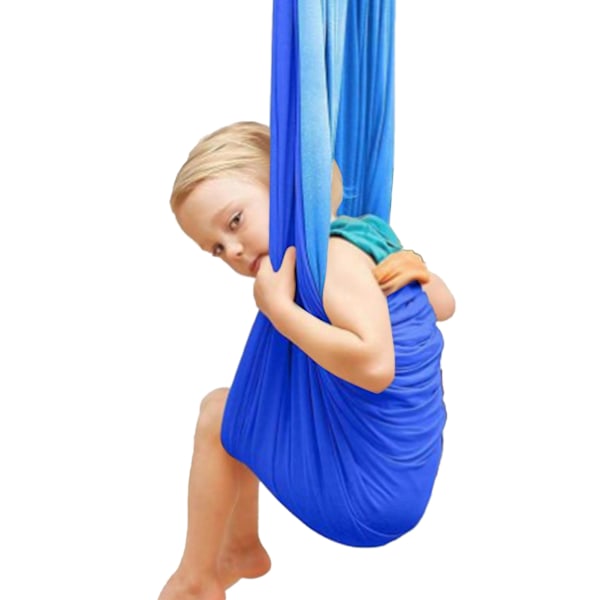 Børn Elastisk hængekøje Indendørs Udendørs Børn Sensorisk Gynge Hjem Fitness Yoga Hængekøje Mørkeblå