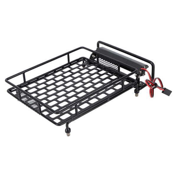 RC CAR TACH RACK Musta Rauta Kestävä RC Kattoteline 8 LEDillä Valkoinen Valo