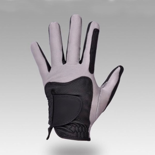 Golf vänsterhandshandske polyester hög elasticitet Andas tvättbar enkel golfhandske för män Kvinnor Svart Grå M