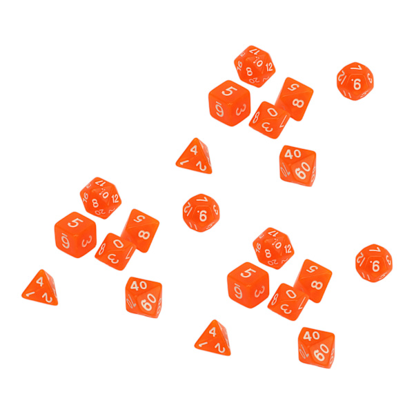 21st Nummertärningar Plast Vattentät Bärbar Roligt Bordsspel Polyhedriska tärningar för brädspel Pedagogiska skolmaterial Orange