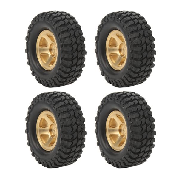 4 stk. RC bil hjulnav og dæk sæt udskiftning messing hjulnav og bløde gummi dæk sæt til FCX24 1/24 RC crawler bil