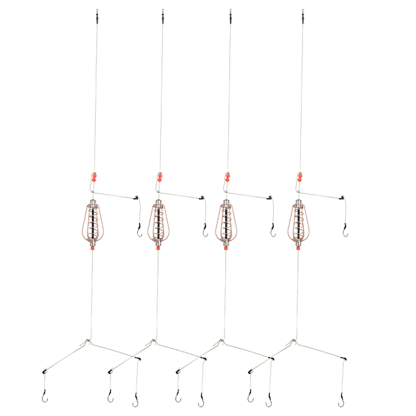 4 stk. Fiske Agnsbur Lures Fælde Kurv Feeder Holder med Kroge Fiskegrej Tilbehør Kobber 30g