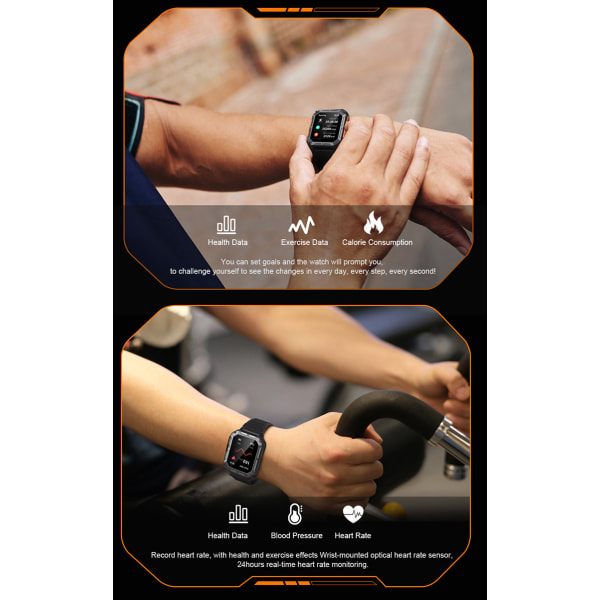 Ny C20pro Bluetooth Call Smart Watch Outdoor Three Proof Sports svarta milan