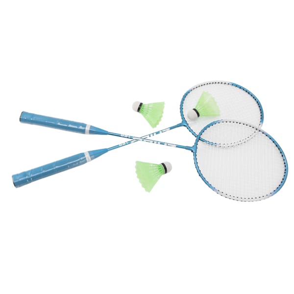 Badmintonracket 2 spelare Superlätt Mindre luftmotstånd Robust Medium Rod Smycken Blå Badmintonracketset