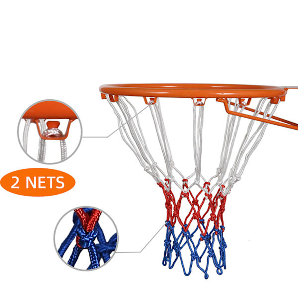 2 stk Basketnett Heavy Duty 12 løkker Regntett solbeskyttelse for alle værforhold Hvit Rød Blå