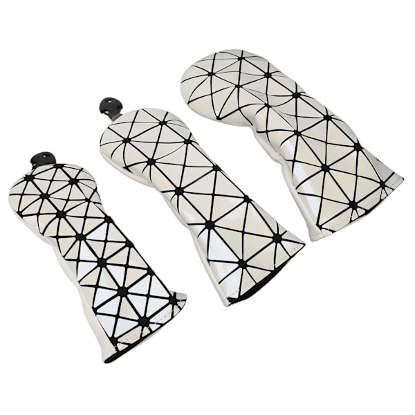 3 stk Golf Head Cover Utsøkt tre Driver Headcover PU Golf Driver Club Cover for Home Club Hvit