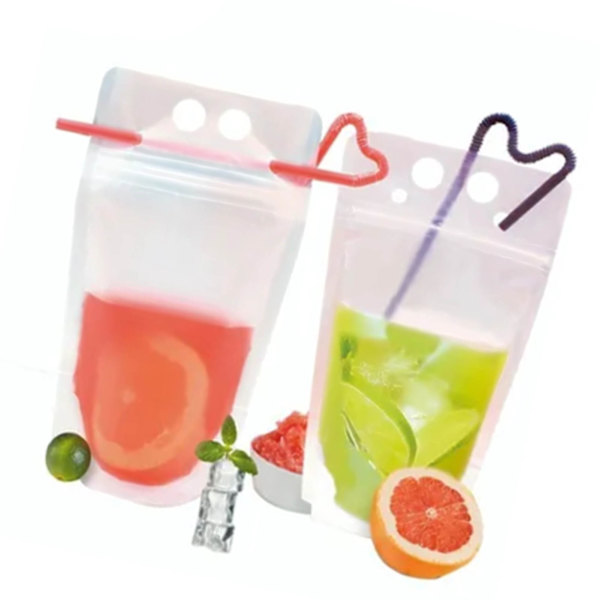 50 ST Dryckesförpackningspåsar med sugrör Frostade Transparent Stand Up vätskepåsar 1000 ml