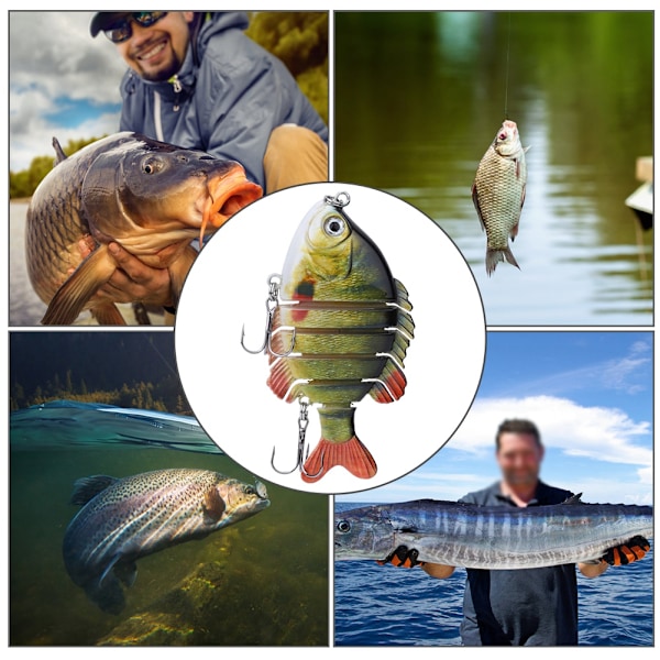Bionic Multiple Segments Bete Fish Lure Tilapia Shape med Diskantkrok Fiskeredskap 8,5cm3#