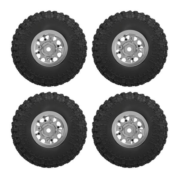 4 KPL RC-pyörät ja -renkaat alumiiniseosta Sopii TRAXXAS 1/18 TRX4M kauko-ohjattavaan autoon Hopea