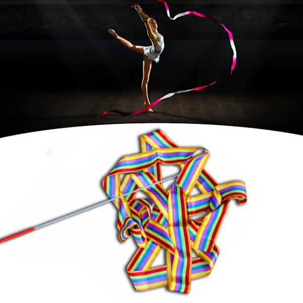 4m/13.12ft Dansband Gymnastik Ribbon Streamers Dansande Streamers Stavar för barn Coloful
