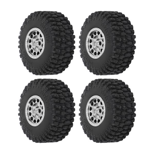 4 KPL RC-pyörät ja -renkaat alumiiniseosta Sopii TRAXXAS 1/18 TRX4M kauko-ohjattavaan autoon Hopea