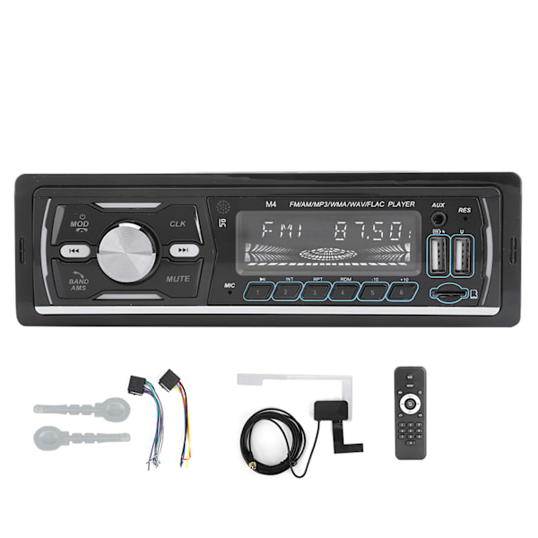 1Din Bil MP3 Afspiller Stereo Lyd Musik RDS DAb med Farverige Lys Underholdningssystem