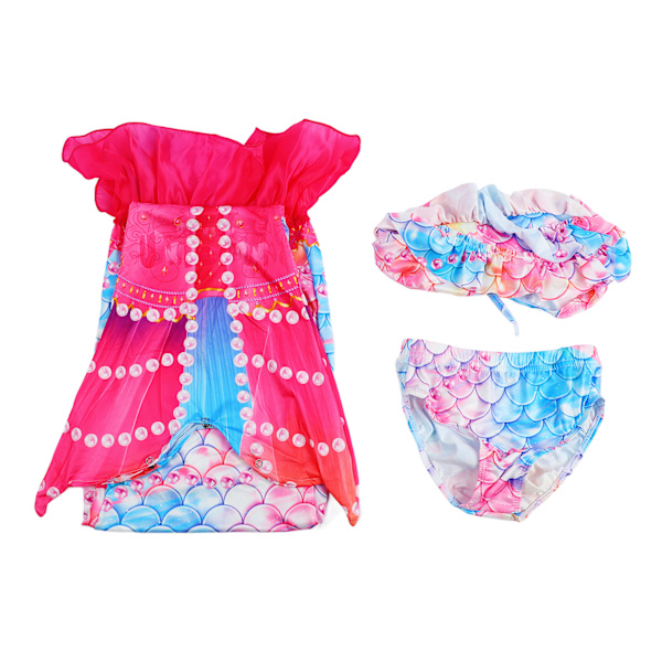 Barn Mermaid Tails Baddräkt Polyester Baddräkter Mermaid Tail Set för flickor som simmar 130cm / 51.2in