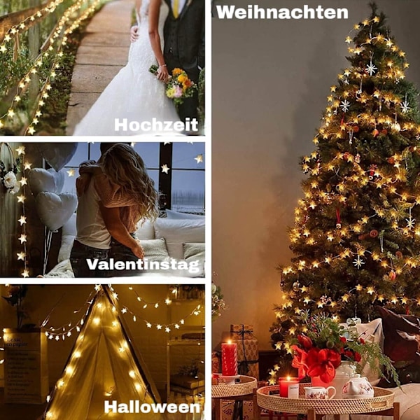 10M Varme Hvite Lyslenker med 100 LED, 8 Moduser. Vanntette og støpsel-drevne, perfekt for innendørs/utendørs fester, bryllup og festlig dekor