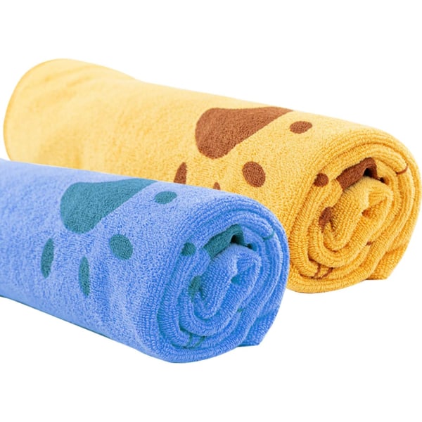 Hundehåndklær mikrofiberhåndklær - 2PC vaskbart hundedekken - pleietilbehør til hunde - Stort hundehåndkle - oransje og blå - 140 x 70 cm