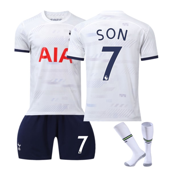 23-24 Tottenham Hotspur Home Voksen Børne Fodboldtrøje Sæt Hjem No. 7 Søn Børn Voksen Short Style med sokker M