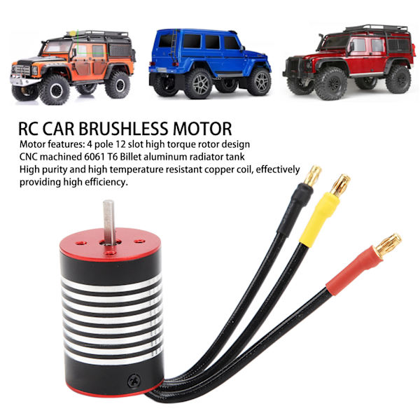 RC-auto harjaton moottori 2838 harjaton moottori nopea vedenpitävä harjaton moottori 1/12 1/16 1/18 RC-autoihin 3200KV