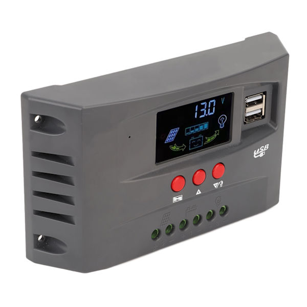 Solar Charge Controller MPPT Tracking Opladning 12V 24V Automatisk tilpasning LCD-solpanelregulator med 2 DC USB 10A
