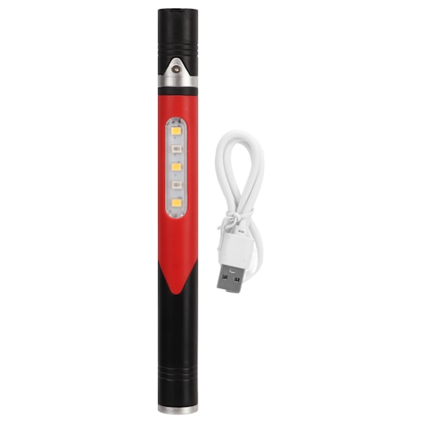 LED Penlight 3 Lyskilde 4 Lysudstyr USB-opladning IPX4 Vandtæt Bærbar Pen Lampe med Penneclips til Læge Sygeplejerske Rød
