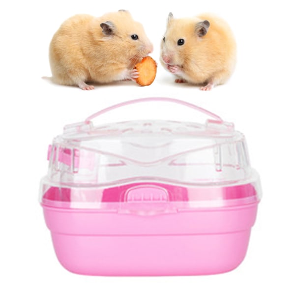 SX Hamsterin kantolaukkuhäkki, kannettava, kevyt, pienille eläimille, ulkoilumatkoille, vaaleanpunainen