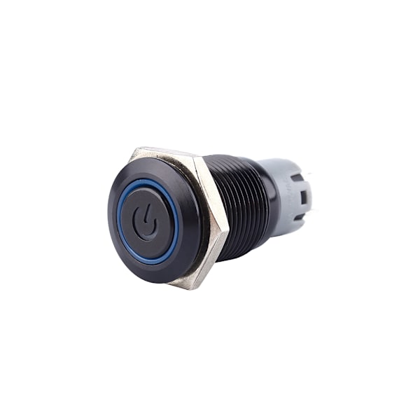 12V 3A 16mm Vattentät Biltryckknapp med LED-lampa På/Av-Låsning