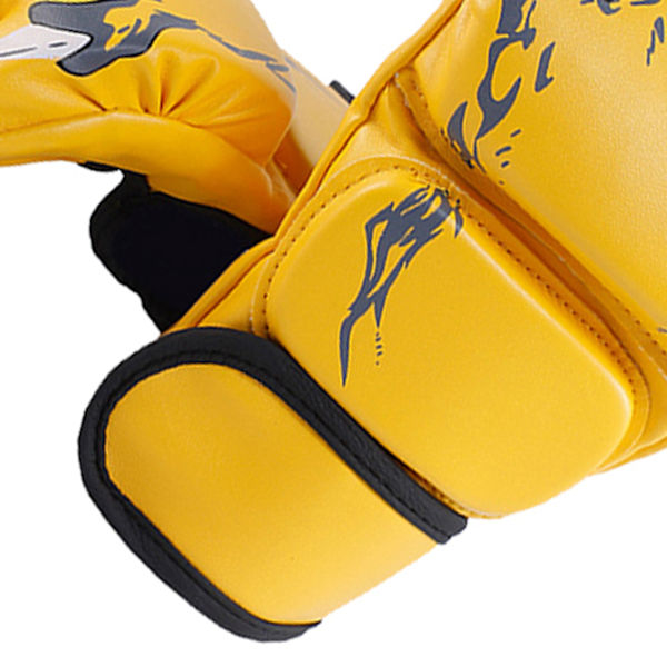 Halvfinger boxningskamphandskar Halvfinger kickboxningshandskar med justerbart handledsband för män Kvinnor Tiger Claw Style Gul