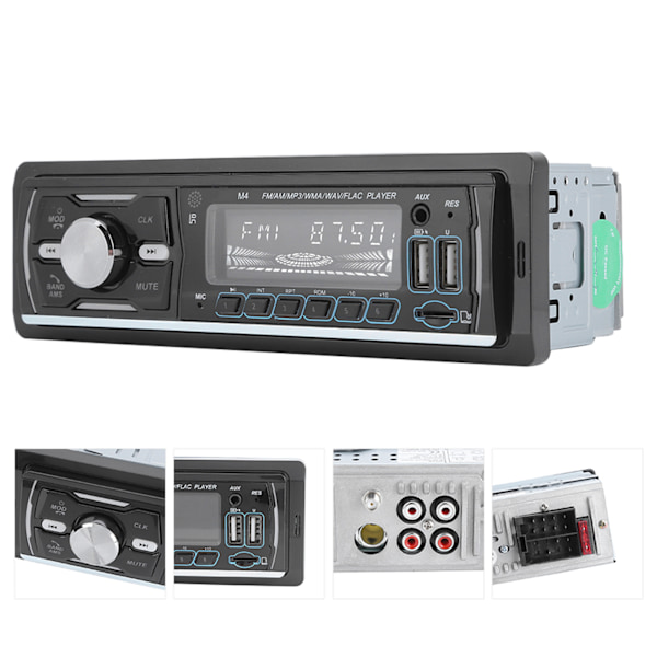 1Din Bil MP3 Afspiller Stereo Lyd Musik RDS DAb med Farverige Lys Underholdningssystem