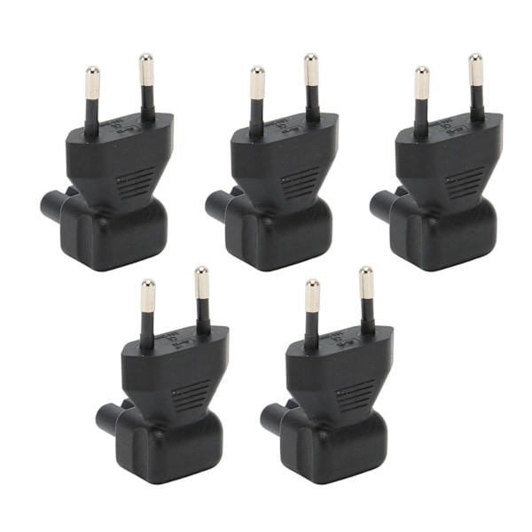 5 stk. EU-stik til IEC320 C7 strømadapter EU-stik han til IEC320 C7 hun strømstikadapter Albuekonnektor EU-stik 125‑250V