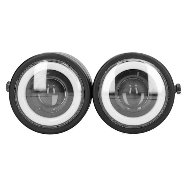 Universal LED-frontlykt Rund Dobbelt Lys Angel Eyes Høy/Lavstråle Retro Motorsykkel Hvit DRL
