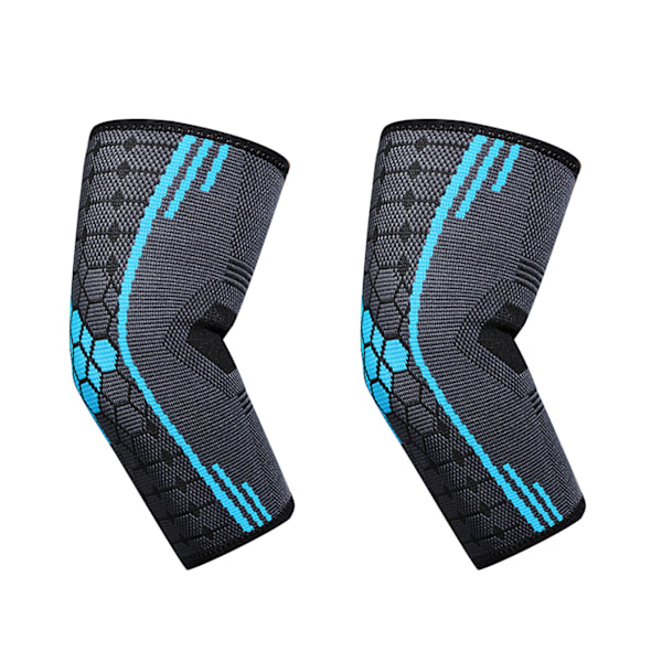 Nylon elastisk albuestøtte kompressionsærme Anti-skrid Åndbar svedtransporterende albuestøtte til mænd Kvinder Sport Fitness Lake Blue XL 11,7‑12,6in