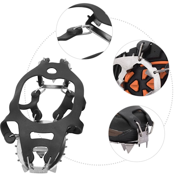 1 par 18 tænder Anti-slip Ice Cleat Skovgreb Spikes Crampons Stegjern til Sne Jord Vandring KlatringM