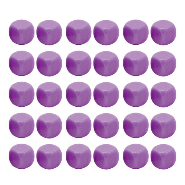 30 kpl hauskoja tyhjiä noppia Set DIY Puzzle Pyöreä kulma 6-sivuiset nopat lautapeleihin Matematiikan oppiminen Violetti