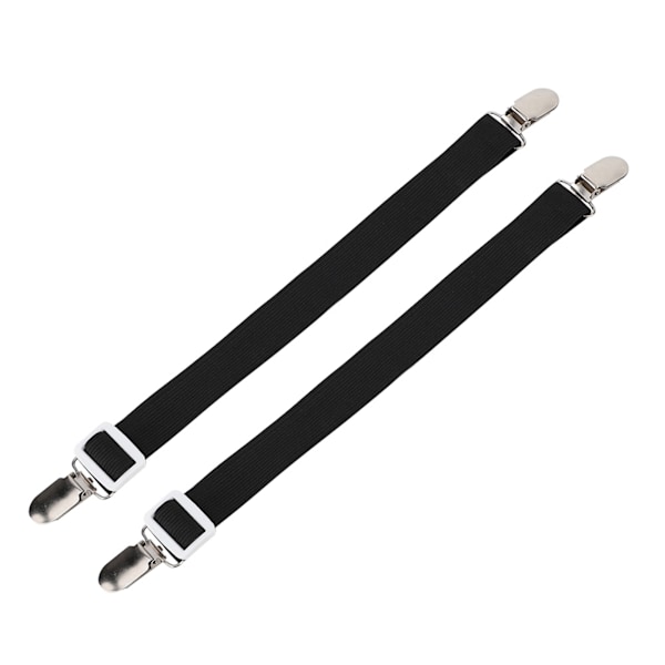 Multipurpose Bed Sheet Clip Straps - Set of 2, Non-slip Fasteners (Black)