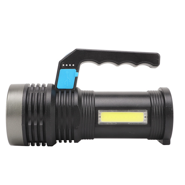 LED-ficklampa USB-laddningsbar IPX4 vattentät aluminiumlegering Bärbar LED-utomhuslampa med COB-sidoljus