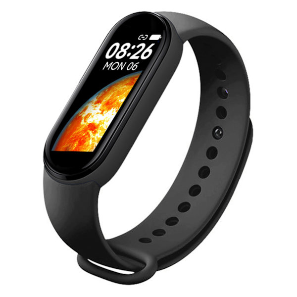 M7 Smart Armband Multifunktion Silikon Dynamisk Färg Storskärm Fitness Watch Band för Puls Sömnövervakning Svart